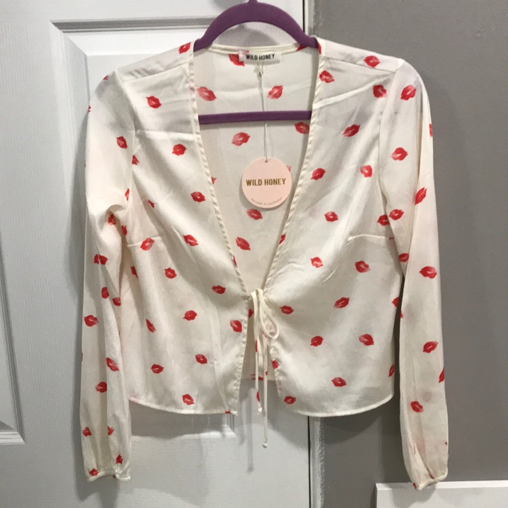 Tie front silky top